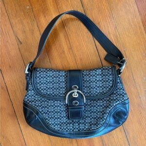 Coach  F10926 Vintage Soho Black Leather & Signature C Canvas Shoulder/Tote Bag